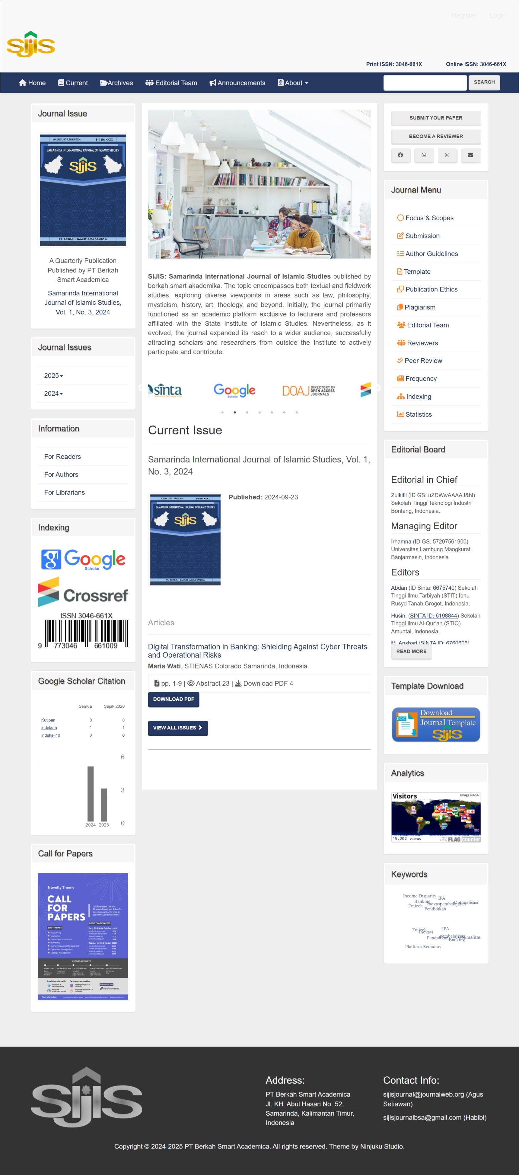 homepage screenshot of SIJIS journal site